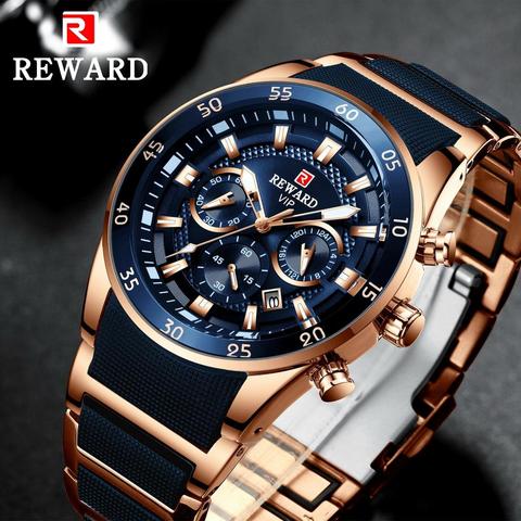 REWARD – montre de Sport à Quartz pour hommes, marque de luxe, chronographe en acier et Silicone, étanche ► Photo 1/6