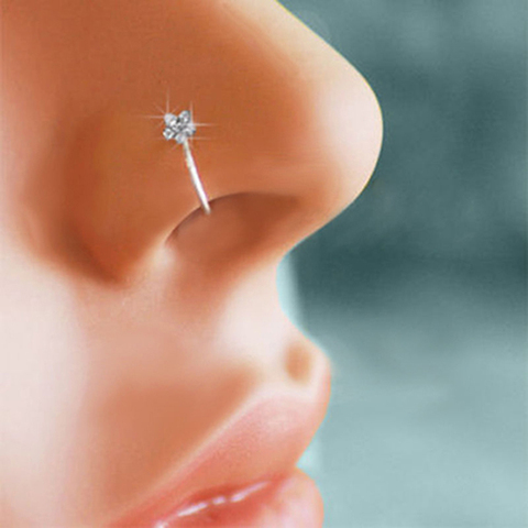 Unisexe prune fleur strass nez goujon cerceau brillant nez anneau Piercing ► Photo 1/6