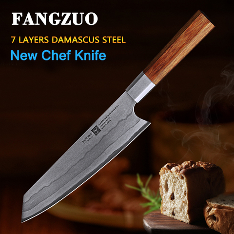 FANGZUO couteau de Chef 8 pouces 7 couches VG10 japonais, damas en acier inoxydable, couteaux de Chef professionnels, outil de cuisine à lame tranchante ► Photo 1/6