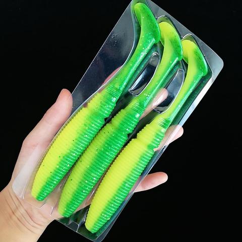 Noeby 3 pièces leurre souple appât de pêche leurre leurre shad 17cm 39g silicone appât T queue équipement de pêche livraison directe ► Photo 1/6