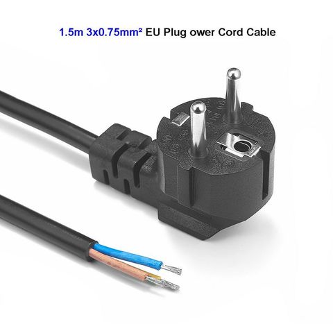 Câble d'alimentation électrique ue, 1.5m, 0,75 mm2, cordon refilaire en queue de cochon Schuko CEE 7/7, pour prises électriques, vide éclairage LED ► Photo 1/6