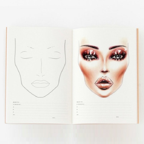 Cahier facepchart en papier A4, cahier de maquillage professionnel, modèle de pratique d'artiste, cahier de dessin ► Photo 1/6