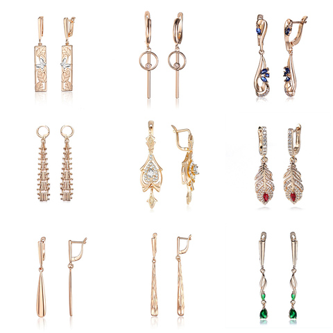 Haute qualité Unique longues boucles d'oreilles pour femmes filles cubique Zircon creux sculpture mignon Vintage balancent boucle d'oreille 23 Styles ► Photo 1/6