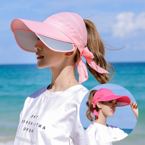 Chapeau d'été à visière pour femmes, casquette de Baseball, haut vide, Protection UV, plage ► Photo 1/6