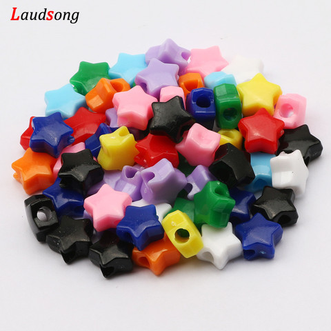 50pcs 12mm couleur mixte acrylique étoile perles grand trou entretoise perles pour la fabrication de bijoux collier à faire soi-même Bracelet accessoires faits à la main ► Photo 1/6