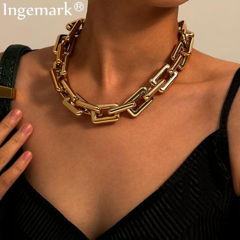 Haute qualité Punk serrure chaîne collier femmes déclaration Hip Hop torsadé épais lien collier gothique bijoux Steampunk hommes ► Photo 1/6