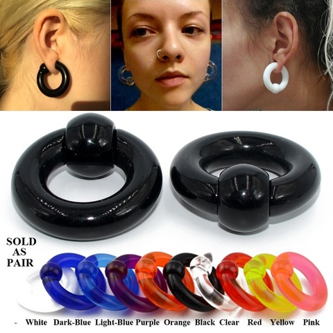 1 paire acrylique BCR grande taille géant captif perle anneau oreille Tunnel bouchon expanseur Guauge mâle nez anneau Piercing corps bijoux ► Photo 1/6