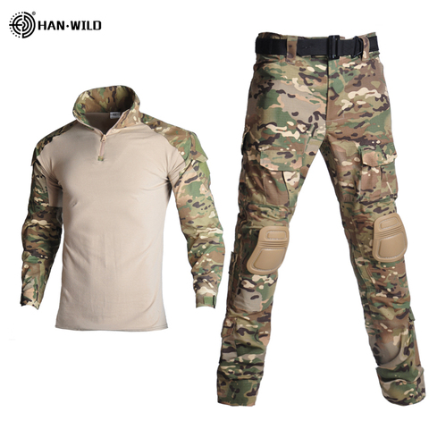Airsoft extérieur Paintball vêtements militaire tir uniforme tactique Combat Camouflage chemises Cargo pantalon coude/genouillères costumes ► Photo 1/6