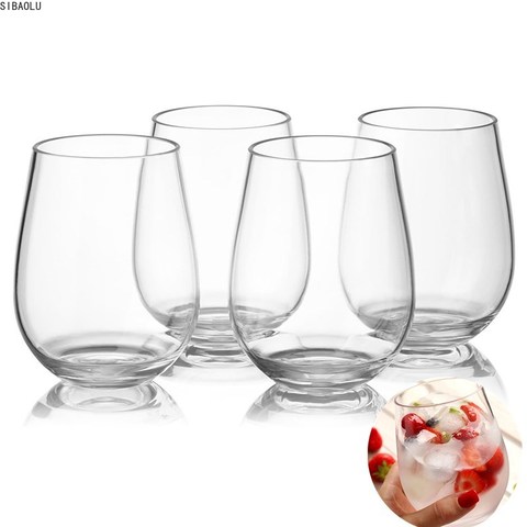 Verre à vin rouge incassable PCTG, verre Transparent pour jus de fruits et bière, verres en plastique incassables, 4 pièce/ensemble ► Photo 1/6