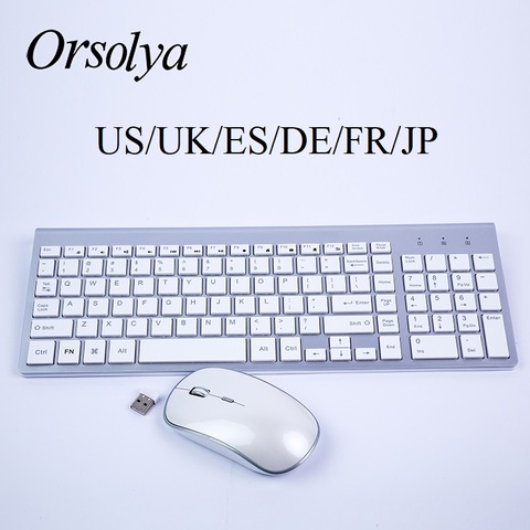 Clavier et souris sans fil, Combo clavier Compact, grande taille, souris optique 2400DPI, anglais, espagnol, allemand, japonais et français ► Photo 1/6