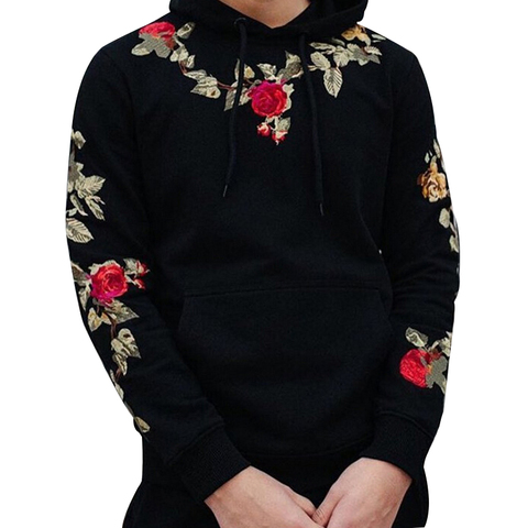 Sweat à capuche à manches longues pour homme, pull chaud, imprimé Floral, Slim, décontracté, style Hip Hop, vêtement de sport, automne ► Photo 1/6