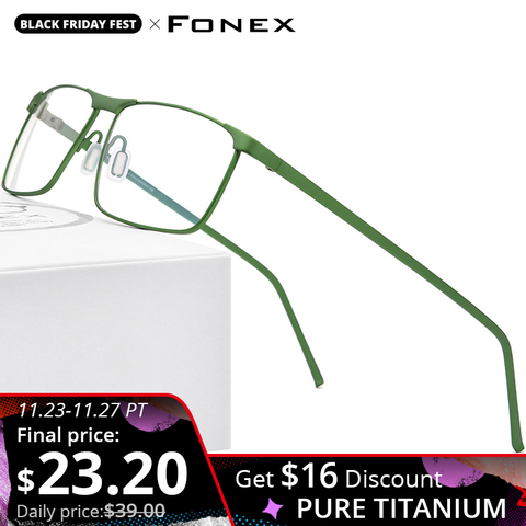FONEX pur titane lunettes cadre hommes carré lunettes 2022 nouveau mâle pleine Prescription optique myopie coréen lunettes cadre 8550 ► Photo 1/6