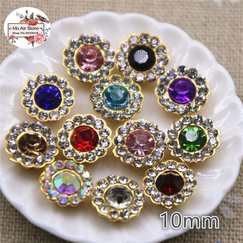 50pcs 10mm multicolore brillant strass rond fleur boutons maison jardin artisanat Cabochon Scrapbooking bricolage accessoires ► Photo 1/6