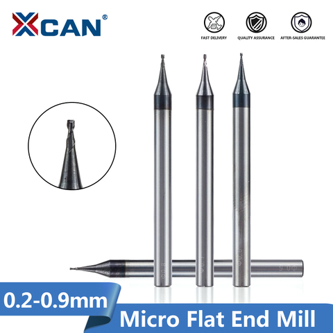 XCAN-Micro fraise à extrémité plate 0.2-0.9mm, tige 4mm, fraise à 4 cannelures, mèche de gravure en carbure HRC 55 Mirco CNC, 1 pièce ► Photo 1/6