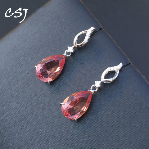 CSJ – boucles d'oreilles en Zultanite, en argent Sterling 925, perles 8x12mm, bijoux fins pour femmes, cadeau de fête de fiançailles et de mariage ► Photo 1/6