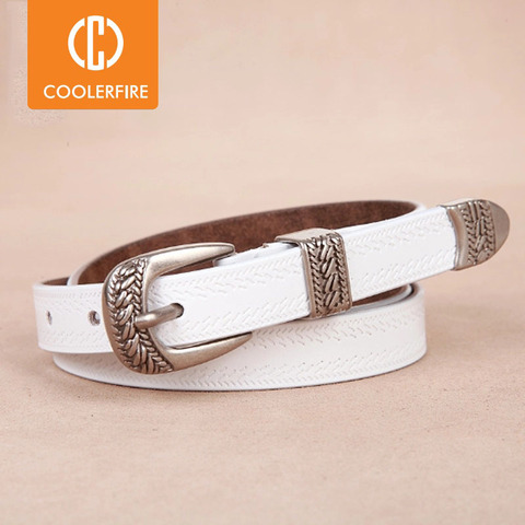 Ceinture noire pour femmes, Jeans avec boucle en métal, en cuir véritable, pour la taille, tendance, tendance, LB079 ► Photo 1/6