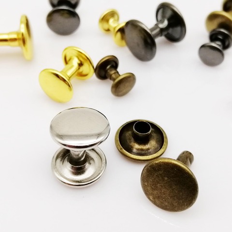 100 ensembles 6mm 8mm 10mm métal Double capuchon côté rond Rivet en cuir ceinture portefeuille sac chaussures vêtements décoratifs bricolage clou clou ► Photo 1/6