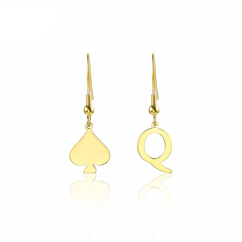 RIR Spades Q lettre forme boucles d'oreilles Design créatif carte à jouer symbole femme bijoux boucles d'oreilles cadeau pour des amis ► Photo 1/6