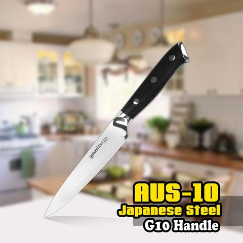 TUO coutellerie couteau utilitaire-AUS-10 couteau de cuisine japonais à haute teneur en carbone avec manche ergonomique G10-5 ''(127mm) ► Photo 1/6