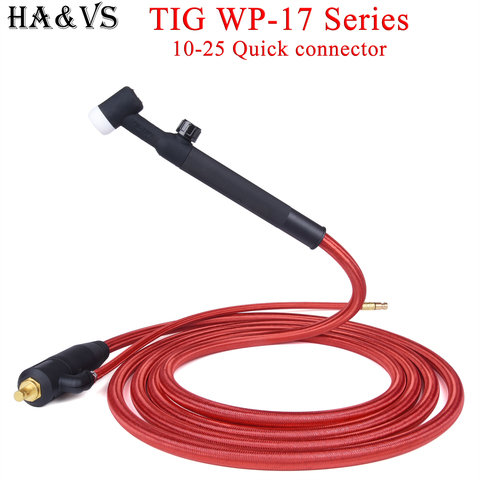 WP17 WP 17F 17FV TIG torche de soudage connecteur rapide gaz-électrique tuyau en caoutchouc intégré fils de câble 4M 10-25 Euro connecteur 13Ft ► Photo 1/5