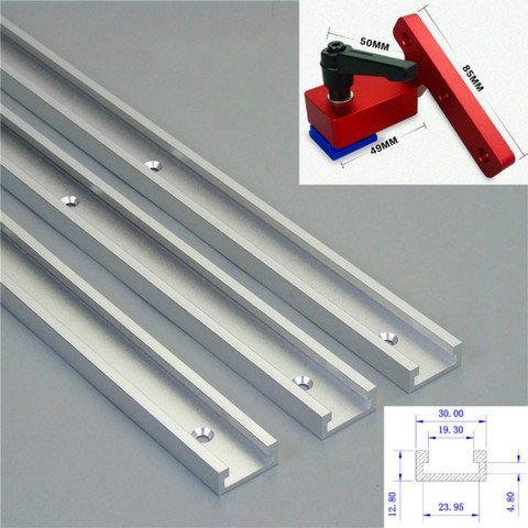 Arrêt de voie d'onglet ou alliage d'aluminium t-pistes fente de voie d'onglet montage de gabarit t-slot outil de travail du bois onglet arrêt de piste bricolage manuel ► Photo 1/5