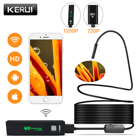 KERUI – Câble d'inspection endoscopique étanche pour iPhone, endoscope souple WIFI 1M USB, muni d'une mini caméra de 8 m, pour Android iOS et téléphone portable Apple ► Photo 1/6