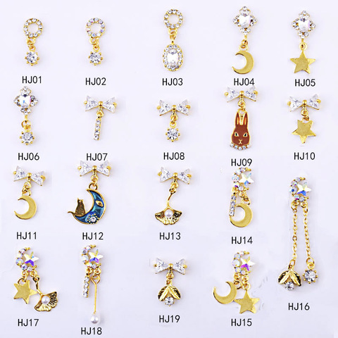 Lot de 10 pendentifs en Zircon pour Nail art, bijoux, modèles d'ongles, longs, métal, strass, cristal exquis, étoile, diamant ► Photo 1/6