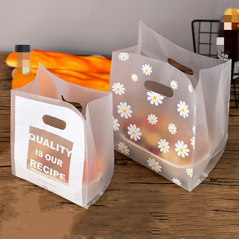 Petites pochettes pour cadeaux en plastique marguerite 50 pièces, sacs de rangement pour les courses avec poignée, pochettes pour petites attentions de mariage et noël, emballages pour gâteaux et bonbons ► Photo 1/6