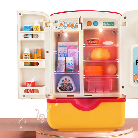 Réfrigérateur et congélateur avec distributeur de glace en aérosol, jouets de cuisine, Style armoire, jouets uniques, jeux de simulation d'aliments ► Photo 1/6