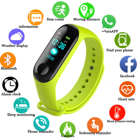 Montre-Bracelet Fitness M3 couleur écran Smart Sport Bracelet activité en cours d'exécution Tracker fréquence cardiaque pour enfants hommes femmes regarder des heures ► Photo 1/6