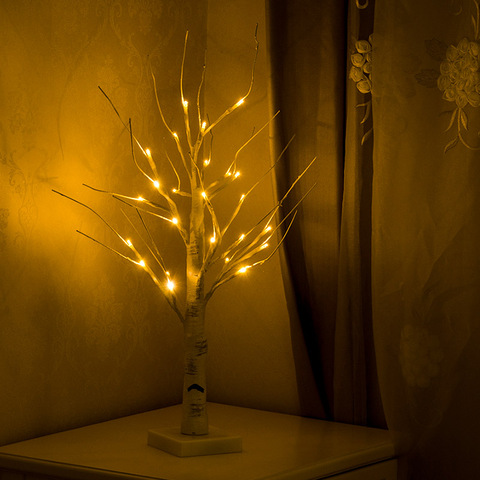 Lumière d'arbre bouleau blanc à piles, lumière de nuit, lumière de Table, mariage, noël, chambre à coucher, luminaire décoratif, idéal pour une Table de nuit, 45/60cm, LED ► Photo 1/6