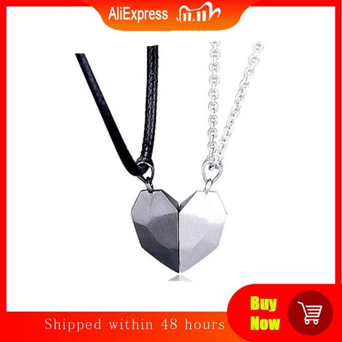 2 pièces amoureux coeur pendentif Couple forte Distance magnétique coeur pendentif collier ► Photo 1/6