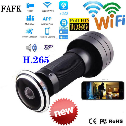 V380 porte oeil trou sécurité 1080P HD 1.7mm objectif grand Angle FishEye CCTV réseau Mini judas porte WifI caméra P2P ONVIF ► Photo 1/6