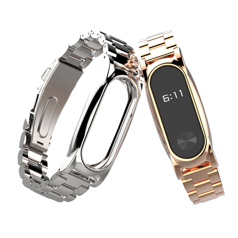 Pour Mi bande 2 sangle métal sans vis acier inoxydable pour Xiaomi bande 2 sangle Bracelet Miband 2 Correa 2 bracelets ► Photo 1/6