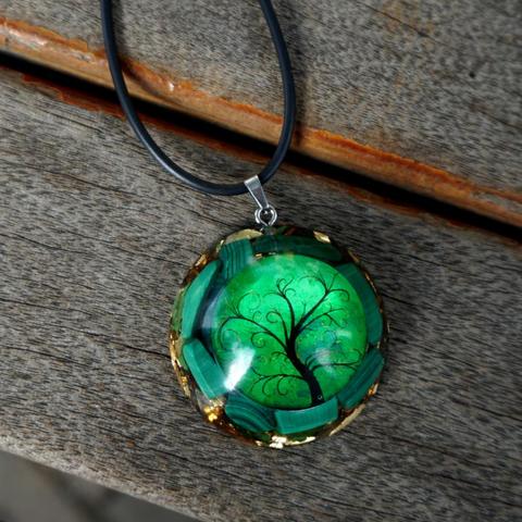 Collier pendentif Orgonite fait à la main ~ Malachite cristal Quartz Protection EMF Chakra bijoux de guérison cadeau ► Photo 1/5