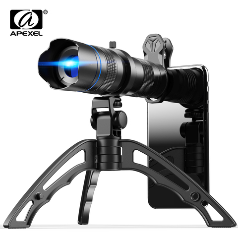 APEXEL – télescope en métal HD, zoom 20-40x, téléobjectif monoculaire pour téléphone, appareil photo + mini trépied pour tous les Smartphones Samsung iPhone ► Photo 1/6