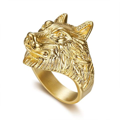 Bague en acier inoxydable 316L pour hommes, loup viking, couleur or, titane, personnalité, animal nordique, bijoux populaires, cadeau, livraison directe ► Photo 1/5