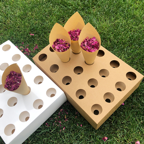 FEESTIGO – support de cônes à confettis, pétales naturels, pour décoration de mariage, plateau de boîte ► Photo 1/6