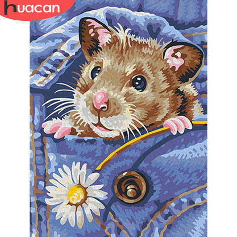 HUACAN – peinture diamant thème Hamster, perceuse complète 5D, images de strass, décor de maison, fleurs, mosaïque, broderie d'animaux ► Photo 1/6