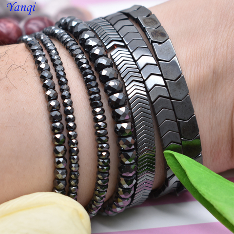 Pierre naturelle de forme spéciale carrée noire hématite perles plates rondes en vrac pour collier Bracelet femmes hommes bijoux bricolage ► Photo 1/6