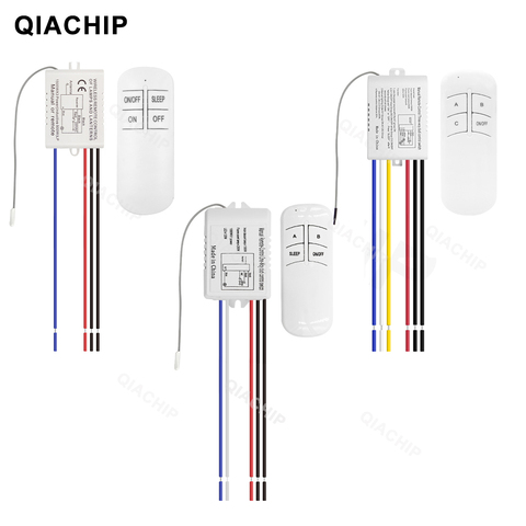 QIACHIP 1/2/3 Way relais ca 220V RF télécommande numérique sans fil commutateur de commande de panneau de ventilateur de plafond pour ampoule ► Photo 1/6