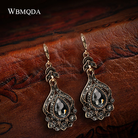 Wbmqda – boucles d'oreilles de luxe pour femmes, cristal gris, couleur or, Antique, fête sur la plage, goutte d'eau, nouveau, bijoux Vintage, 2022 ► Photo 1/6