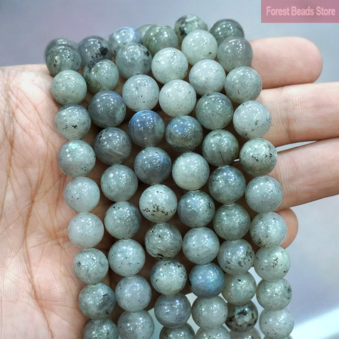 Perles de Labradorite grise pierre naturelle ronde perles en vrac pour bricolage faisant Bracelet collier bijoux breloque 15 ''pouces 4/6/8/10/12mm ► Photo 1/2