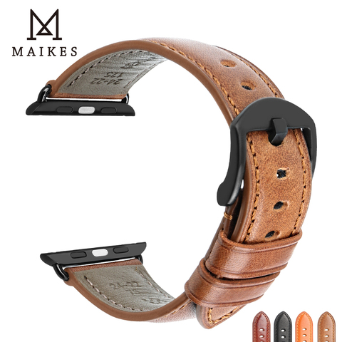 MAIKES – Bracelet boucle en cuir pour Apple Watch, 44mm 40mm iWatch série 4 3 2 1, 42mm 38mm, accessoires pour montre ► Photo 1/6