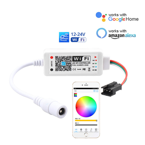 DC 5V/12V-24V/5-28V Compatible avec Amazon Alexa et Google Home magique maison SPI contrôleur de WiFi LED APP iOS/Android pour bande LED ► Photo 1/6