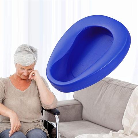 Cuvette de toilette en plastique (bleue), casserole de lit épaisse, pour les personnes âgées, les soins ► Photo 1/6