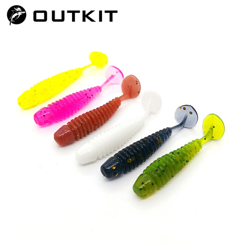 OUTKIT 10 pièces/lot Wobblers mini pêche leurres souples en caoutchouc appâts souples 3.5cm 0.7g ver souple appâts artificiels basse Silicone poisson ► Photo 1/6