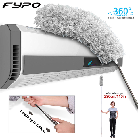 Fypo-nettoyeur anti-poussière à poteau rétractable, outils de nettoyage de l'espace, poussière en microfibre ajustable, brosse extensible ► Photo 1/6