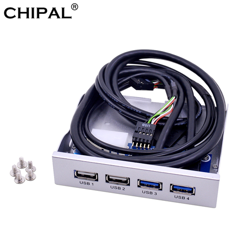 CHIPAL-adaptateur de support Combo 20 broches, 4 Ports USB 2.0 USB 3.0, séparateur interne de moyeu, adaptateur de support Combo 20 broches, pour bureau, baie flasque 3.5