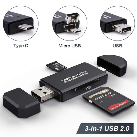 Type C lecteur de carte ordinateurs portables accessoires lecteur de carte Multi Micro USB lecteur Microsd adaptateur OTG tableau de bord média SD TF Cardreader ► Photo 1/6